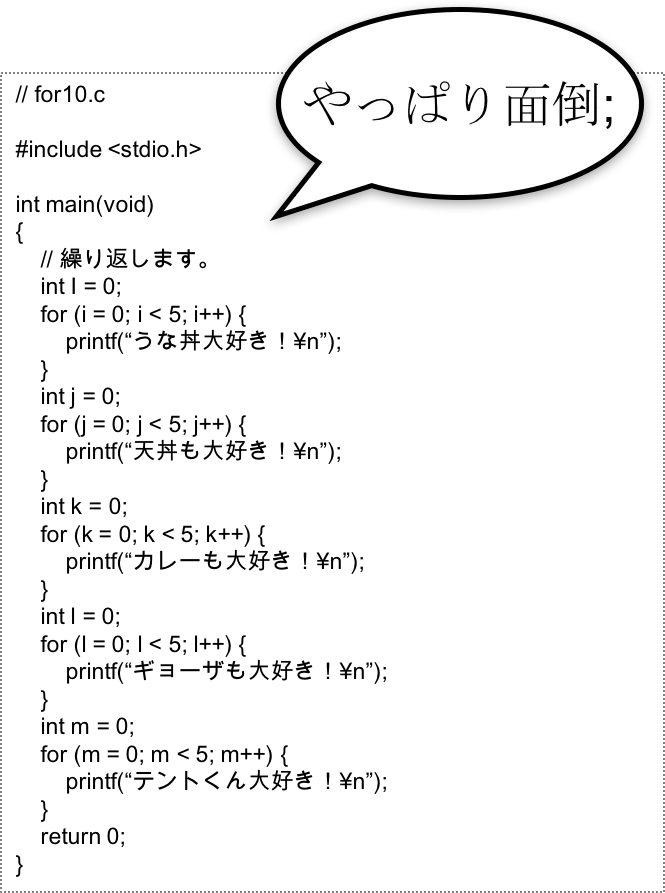 繰り返し文字列を表示する①（コード）