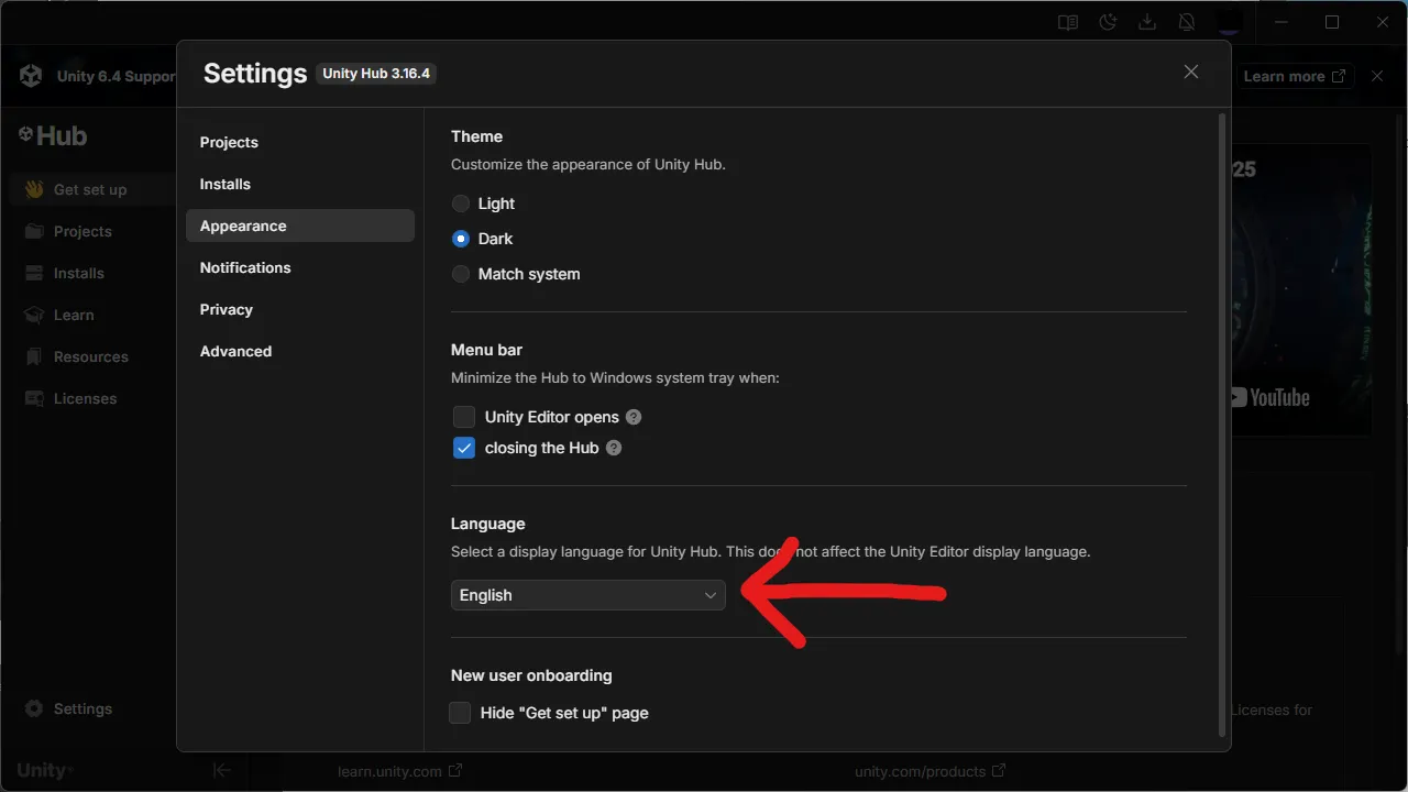 Languageを日本語にする