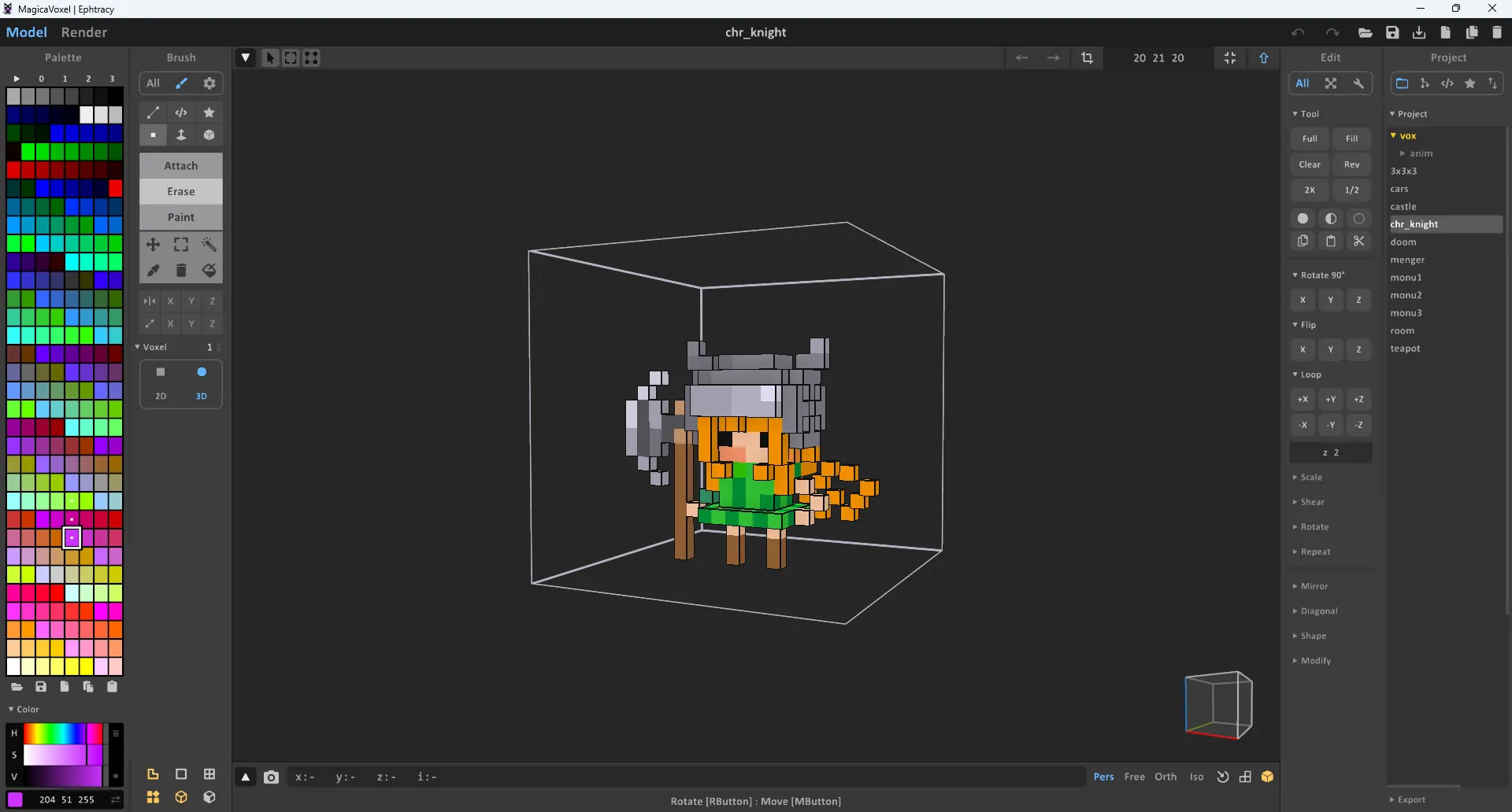 MagicaVoxelの画面